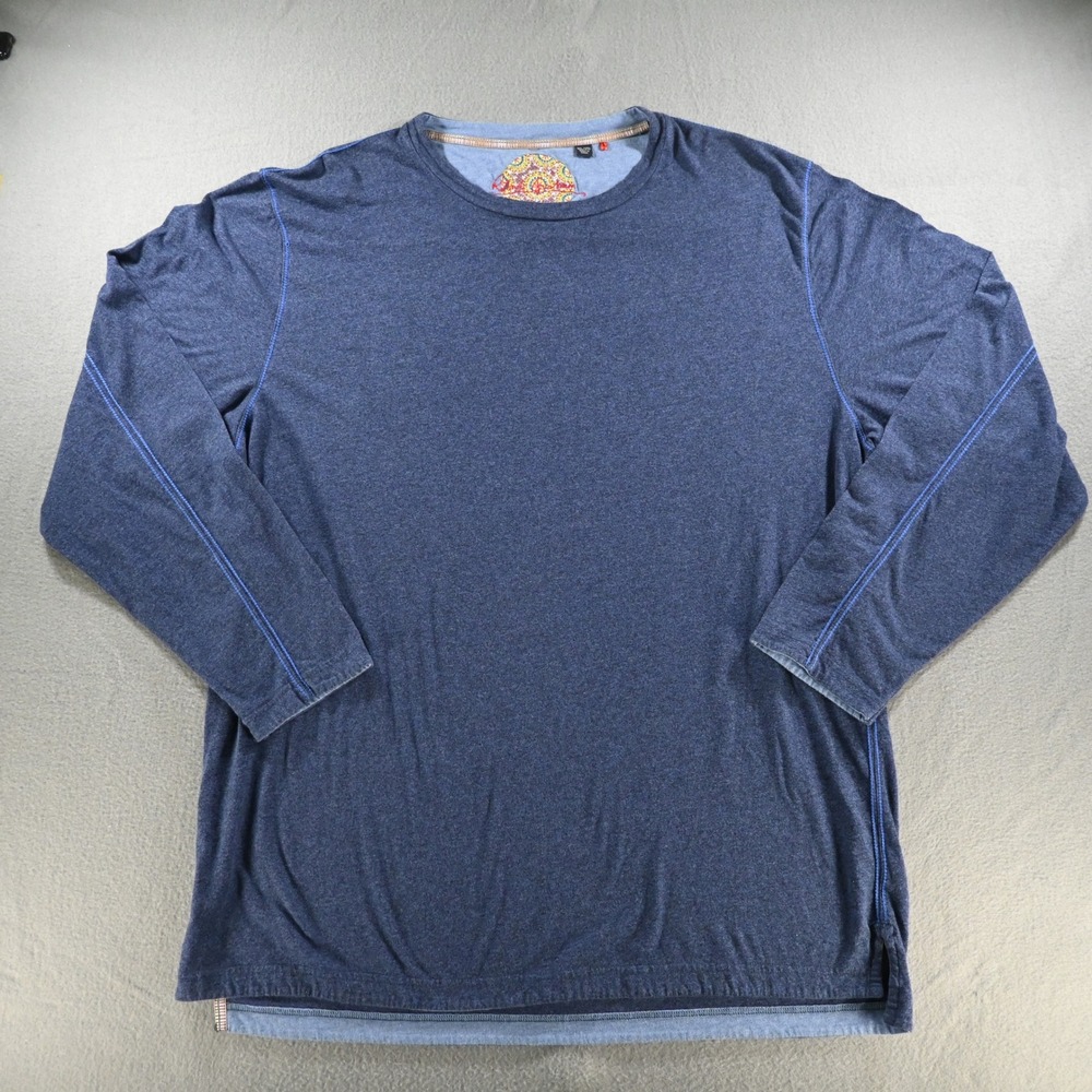 Robert Graham Mens 3XL Blue Heather Long Sleeve‎ Crew Neck T-Shirt 3XL Blue